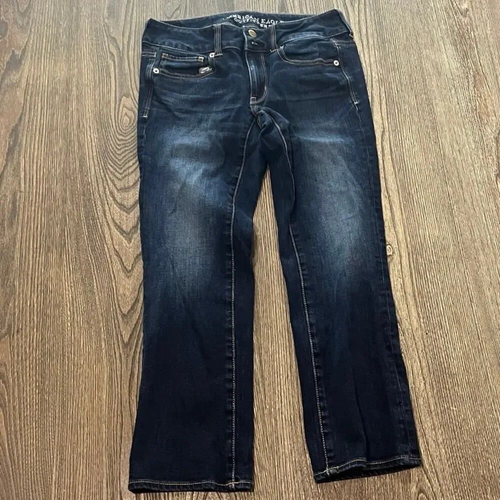 American Eagle Artist Cropped Jeans Super Stretch Denim Dark Wash Blue Size 4